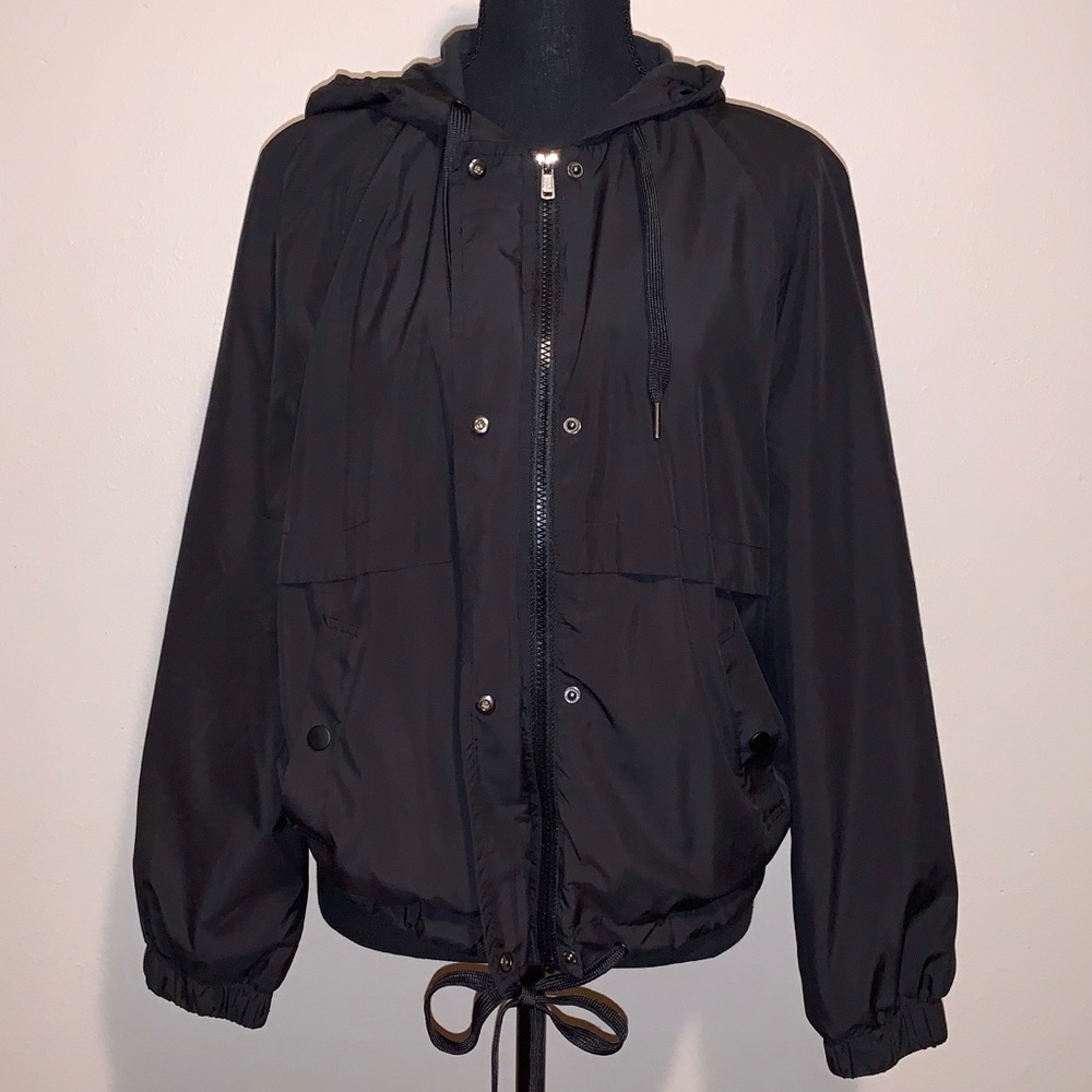 H&M Black Hooded Light Weight Bomber Jacket